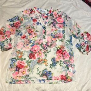 Alice Blue Sheer Floral Blouse